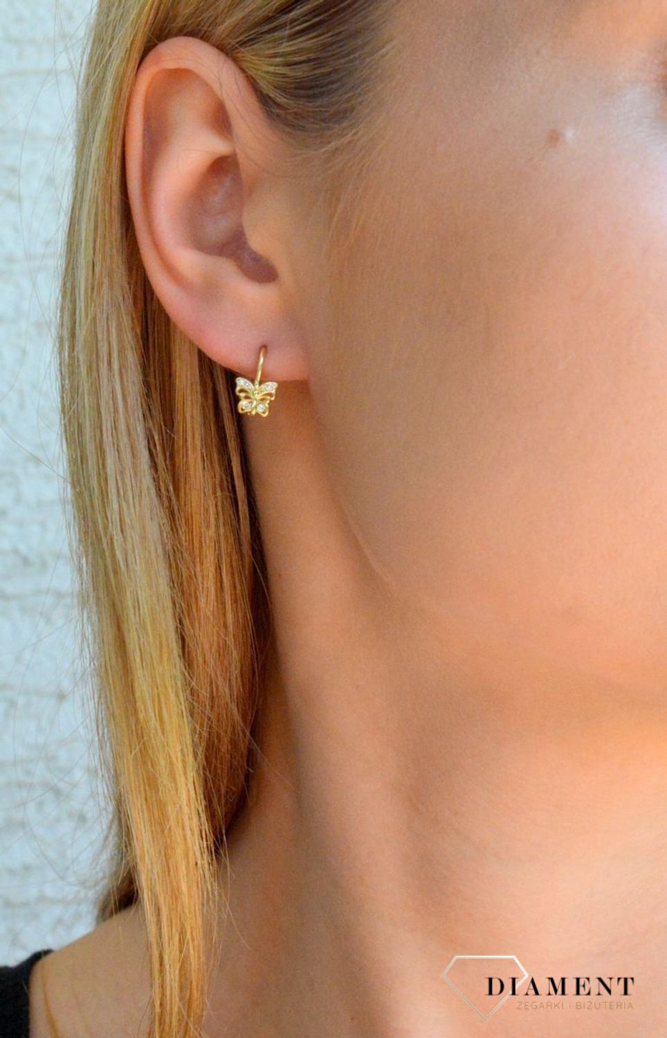 Złote kolczyki 585 Motylki KL 8567.jpg